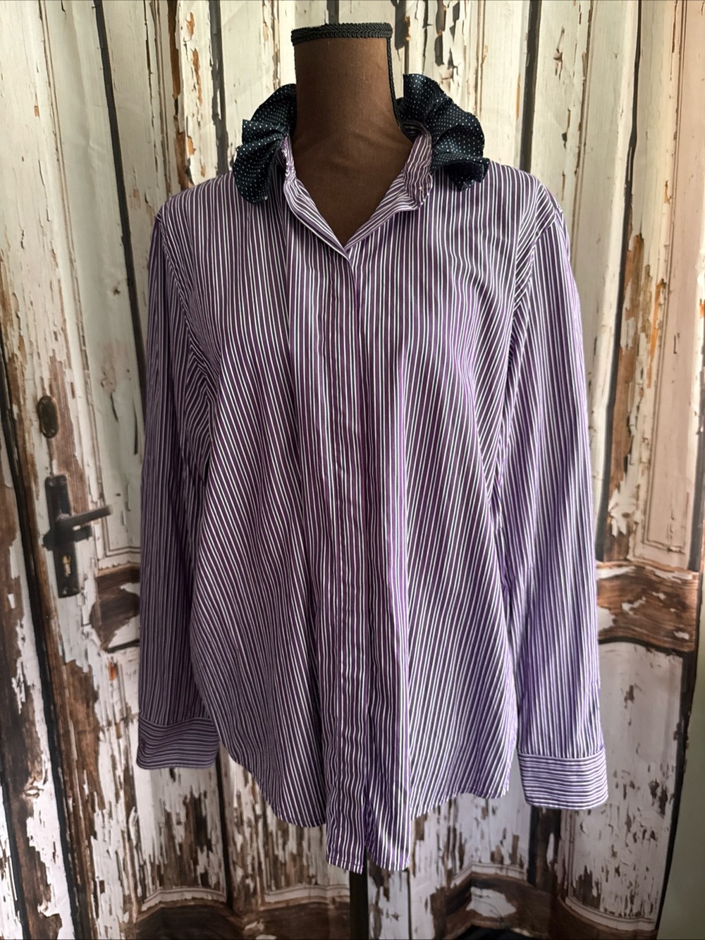 Reworked upcycled ruffle Lauren Ralph Lauren xl button up shirt see details